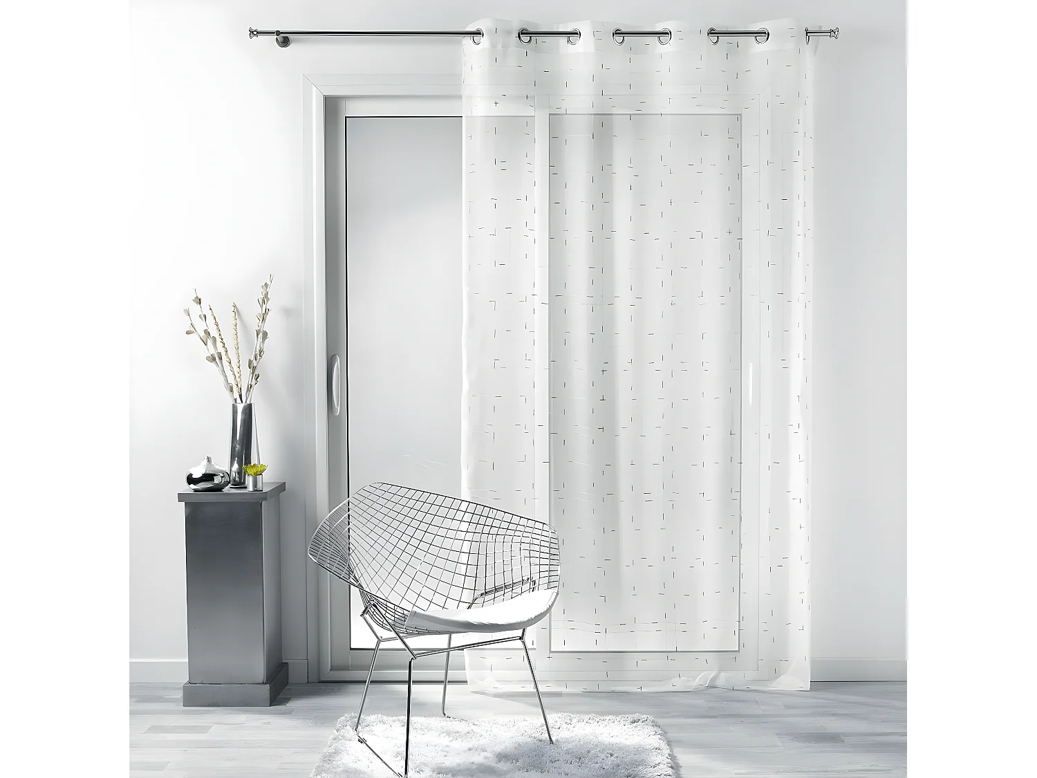 Rideau Voilage à Œillets "Dixiea" 140x240cm Argent