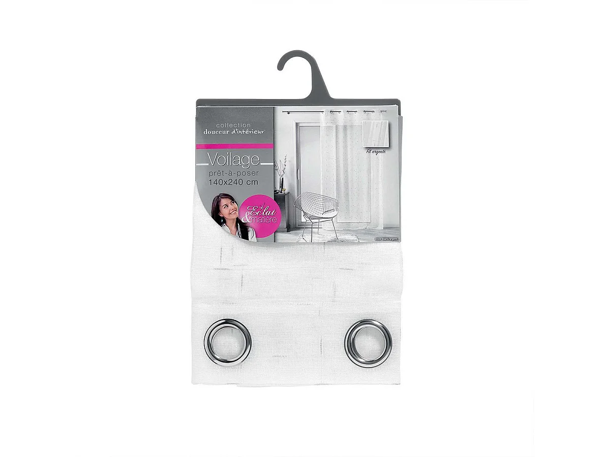 Rideau Voilage à Œillets "Dixiea" 140x240cm Argent