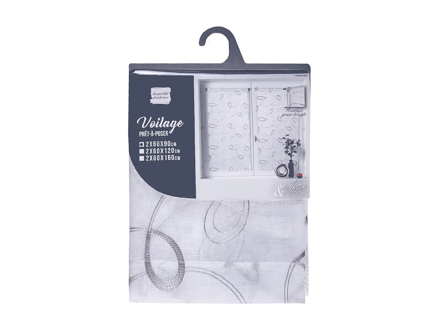 Paire de Voilages "Hoops" 60x90cm Gris