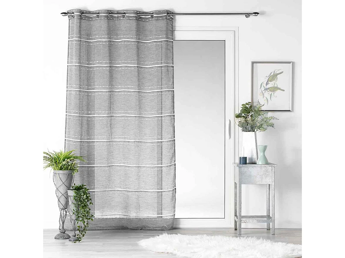 Rideau Voilage à Œillets "Aloria" 140x240cm Gris