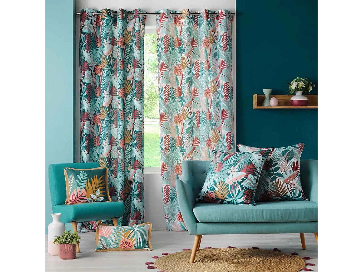 Rideau à Œillets Imprimé "Jacala" 140x260cm Blanc