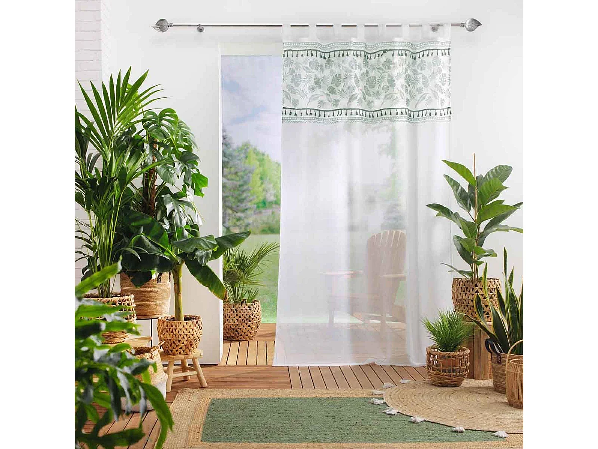 Rideau Voilage à Passants "Milagreen" 140x240cm Blanc