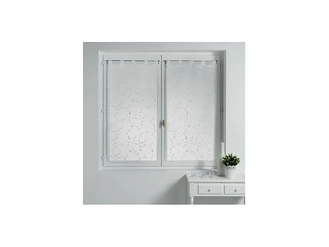 Paire de Voilages "Petite Fleur" 60x90cm Blanc