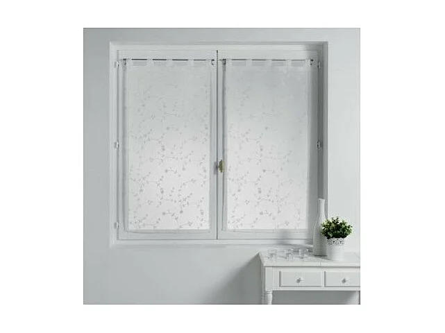 Paire de Voilages "Petite Fleur" 60x90cm Blanc