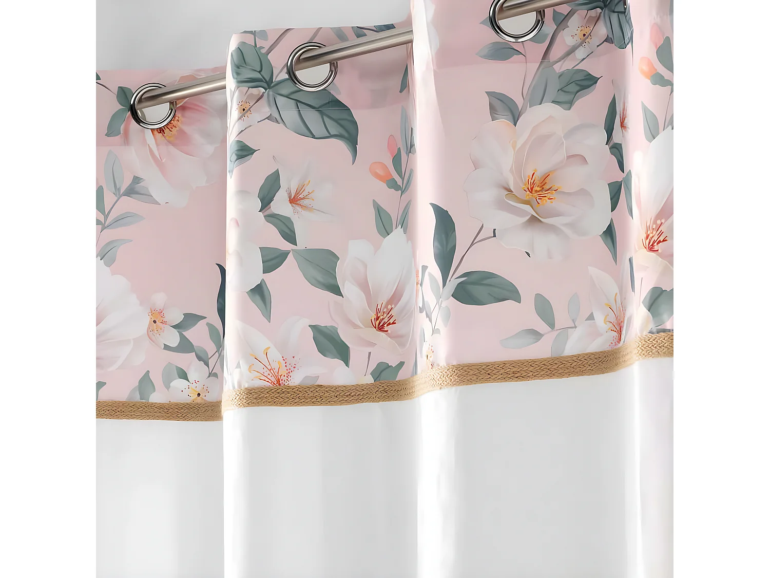 Rideau Voilage à Œillets "Alissia" 140x280cm Rose