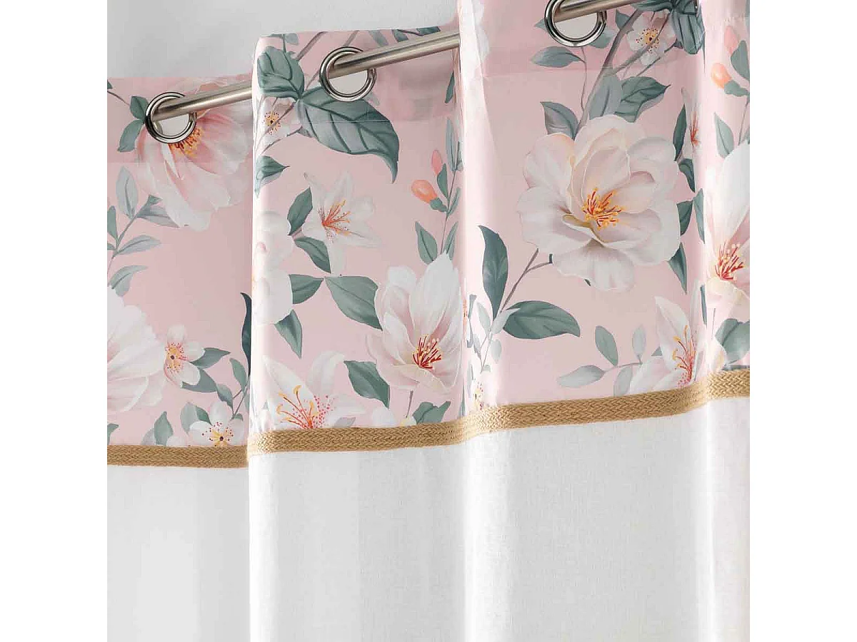 Rideau Voilage à Œillets "Alissia" 140x280cm Rose