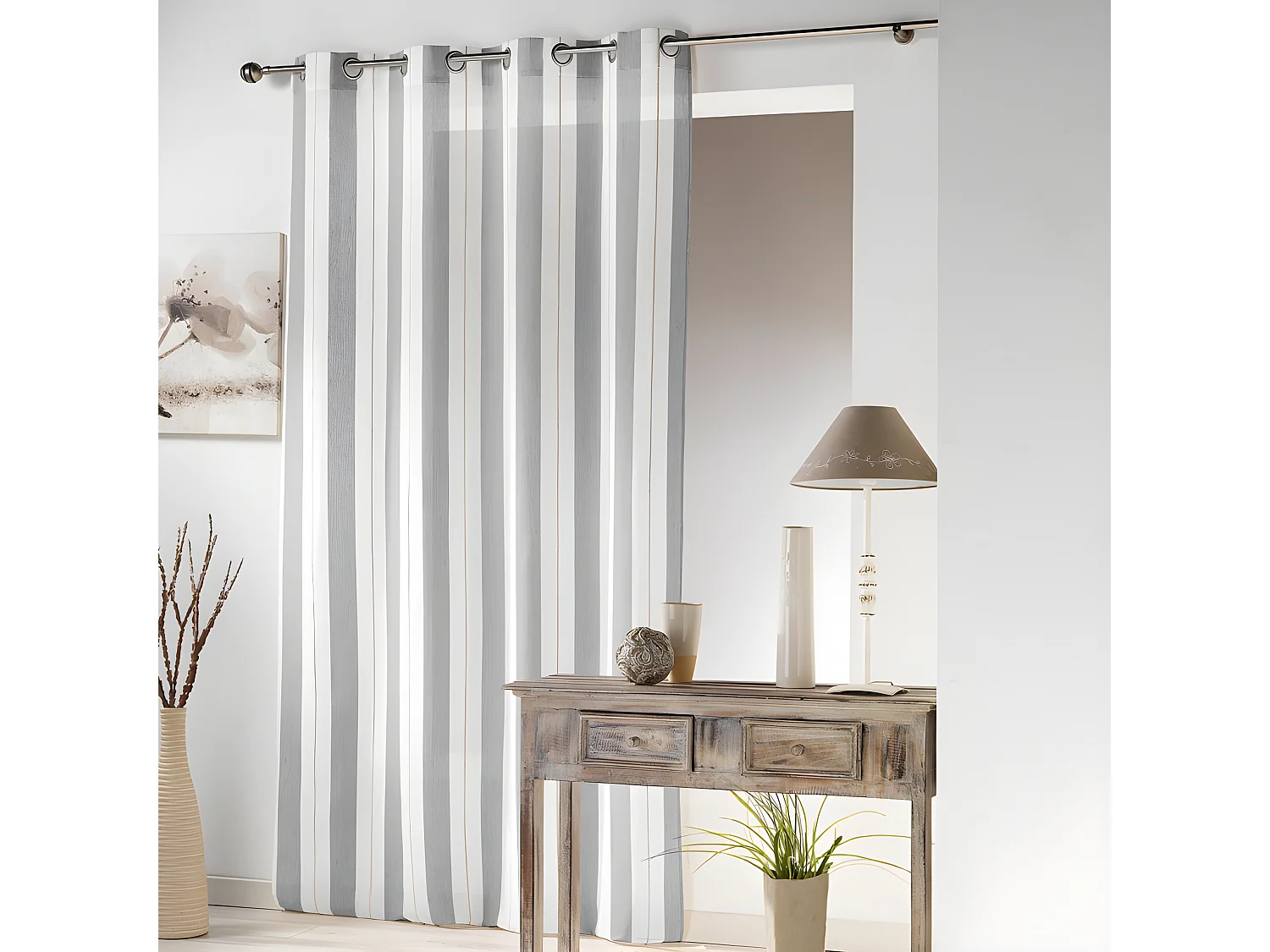 Rideau Voilage à Passants "Hélios" 140x240cm Gris