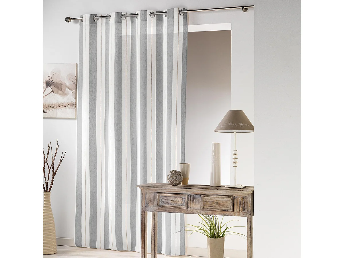 Rideau Voilage à Passants "Hélios" 140x240cm Gris