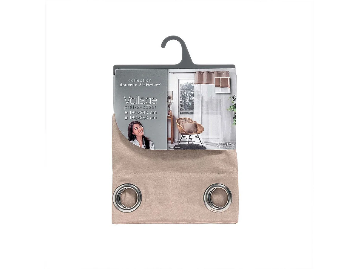 Rideau Voilage à Œillets "Kelonia" 140x240cm Naturel