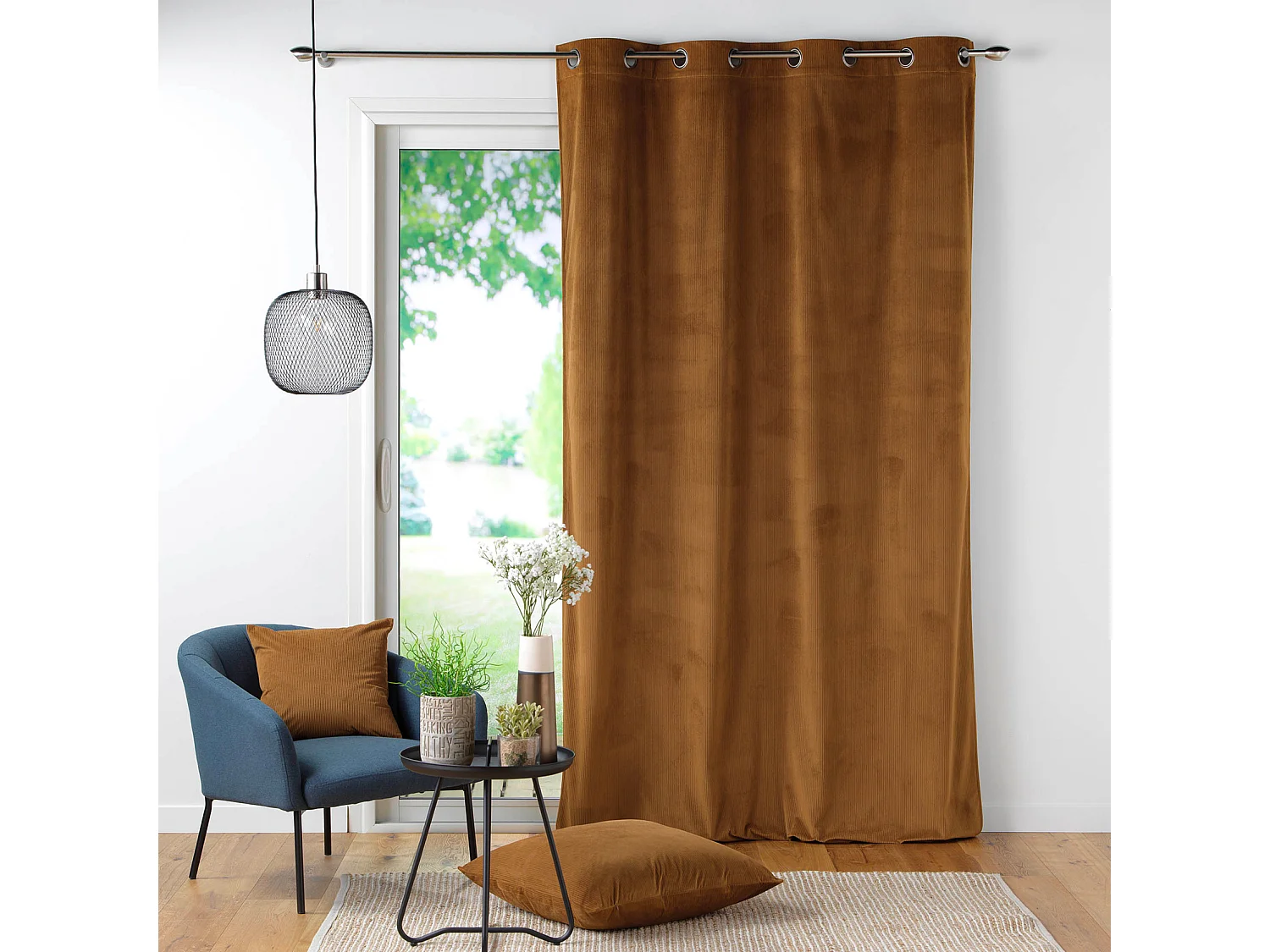 Unifarbener Siebvorhang aus Cordsamt 140 x 260 cm