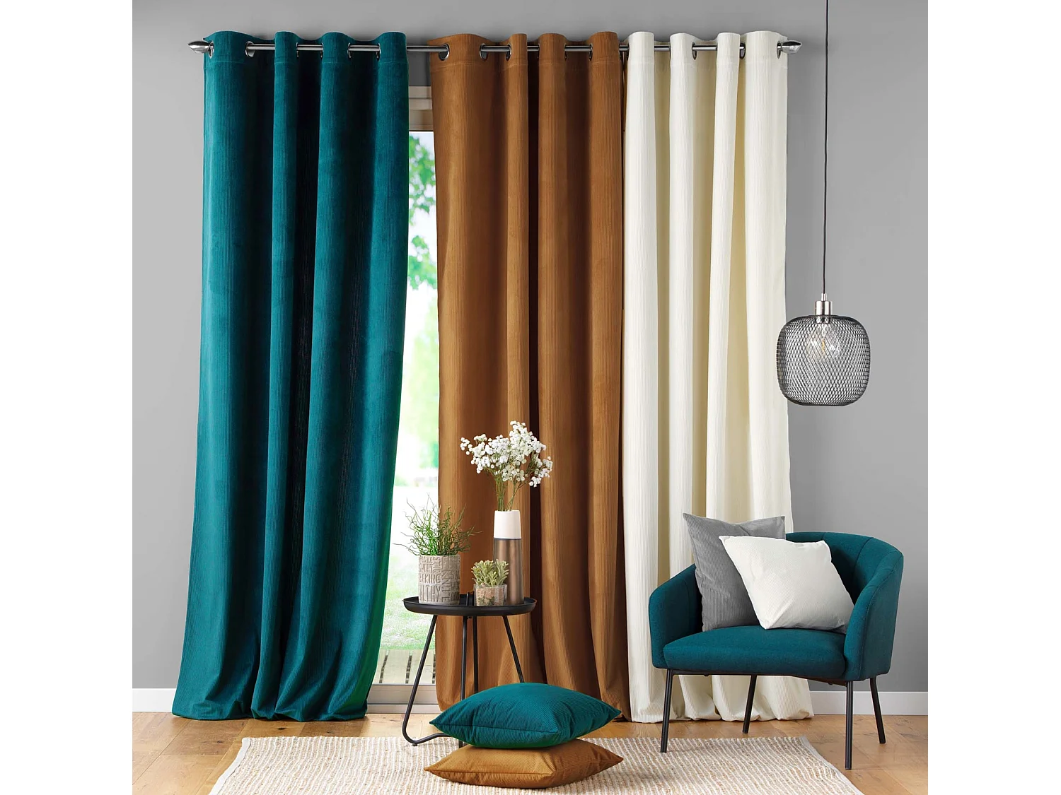 Unifarbener Siebvorhang aus Cordsamt 140 x 260 cm