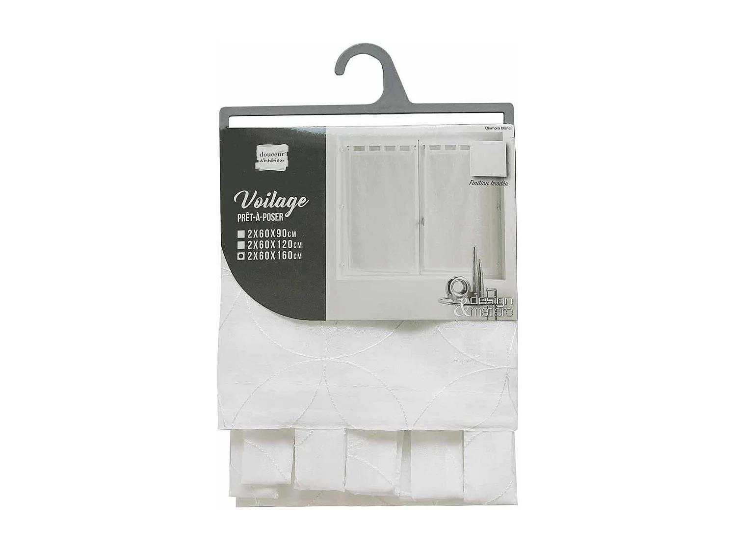 Paire de Voilages "Olympia" 60x160cm Blanc