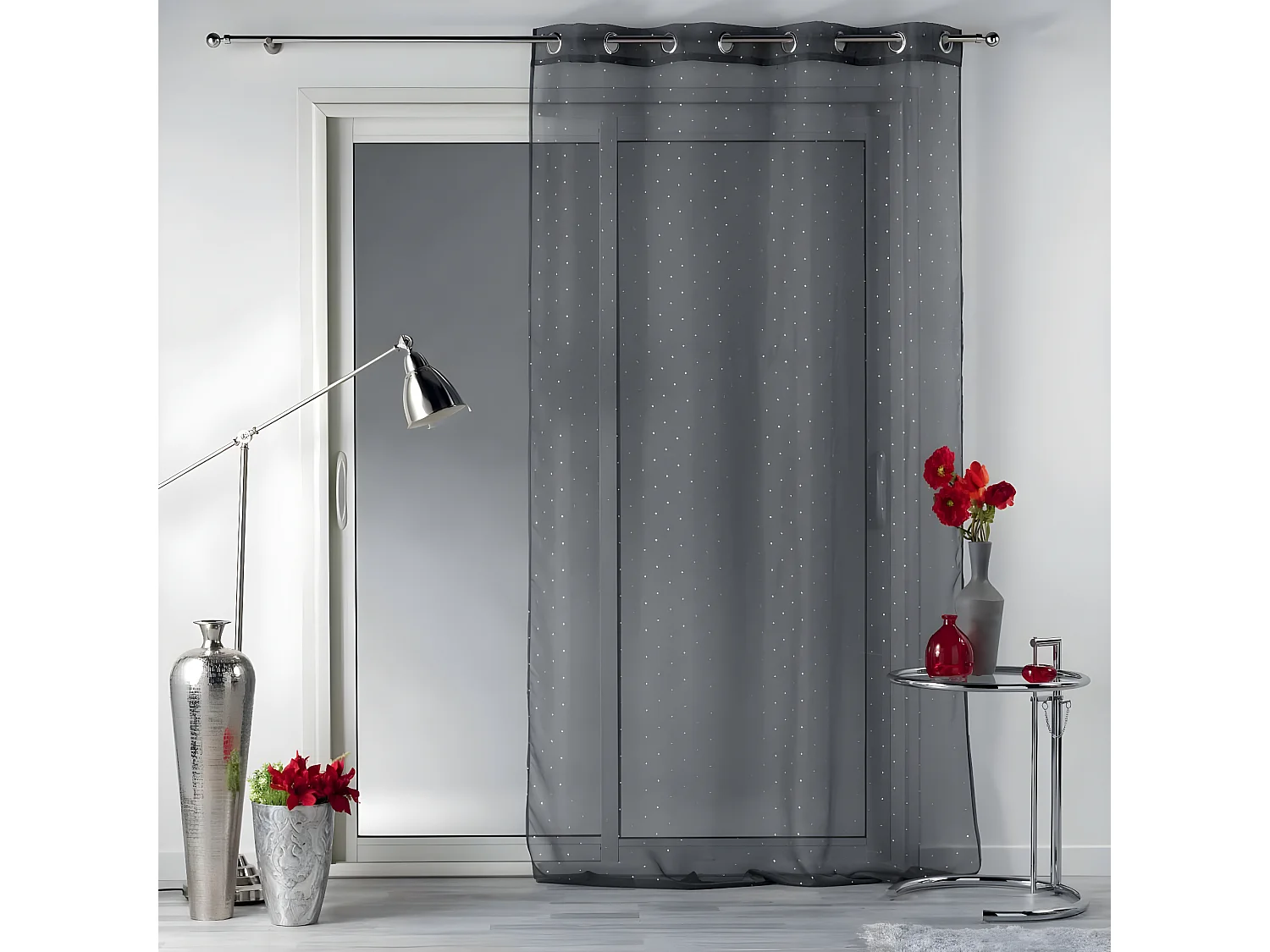 Rideau Voilage à Œillets "Orion" 140x240cm Anthracite