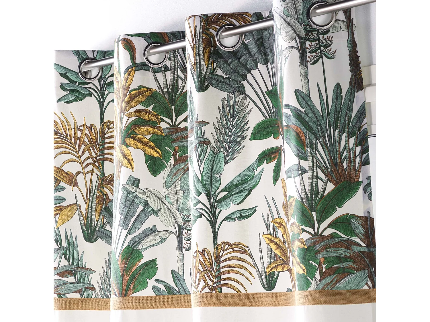 Vorhang mit Laubdruck und Jutegewebe 140 x 240 cm