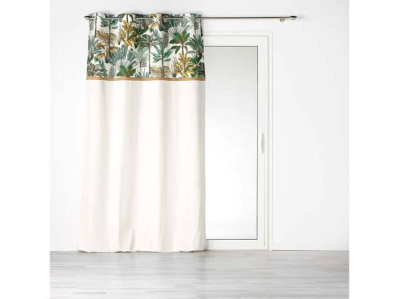 Vorhang mit Laubdruck und Jutegewebe 140 x 240 cm