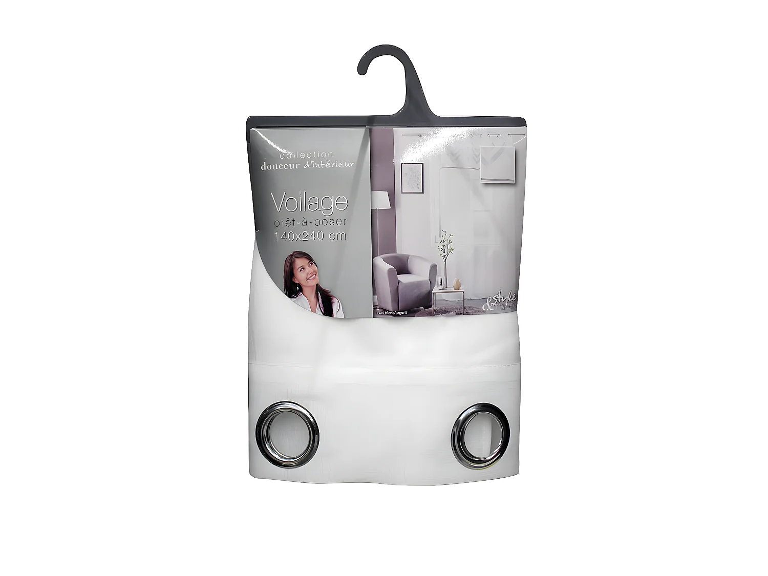 Rideau Voilage à Œillets "Levi" 140x240cm Argent