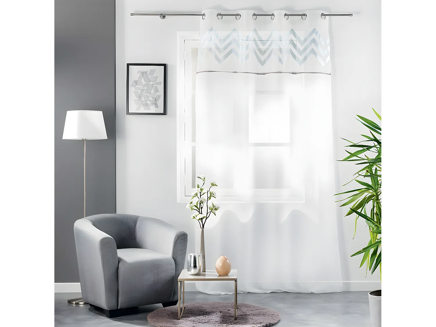 Rideau Voilage à Œillets "Levi" 140x240cm Argent