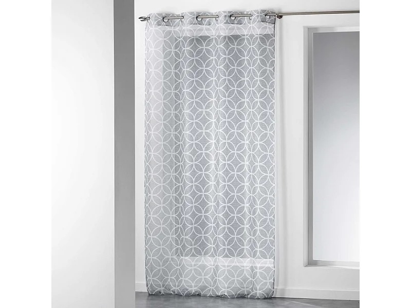 Rideau Voilage Imprimé "Dario" 140x240cm Gris & Blanc