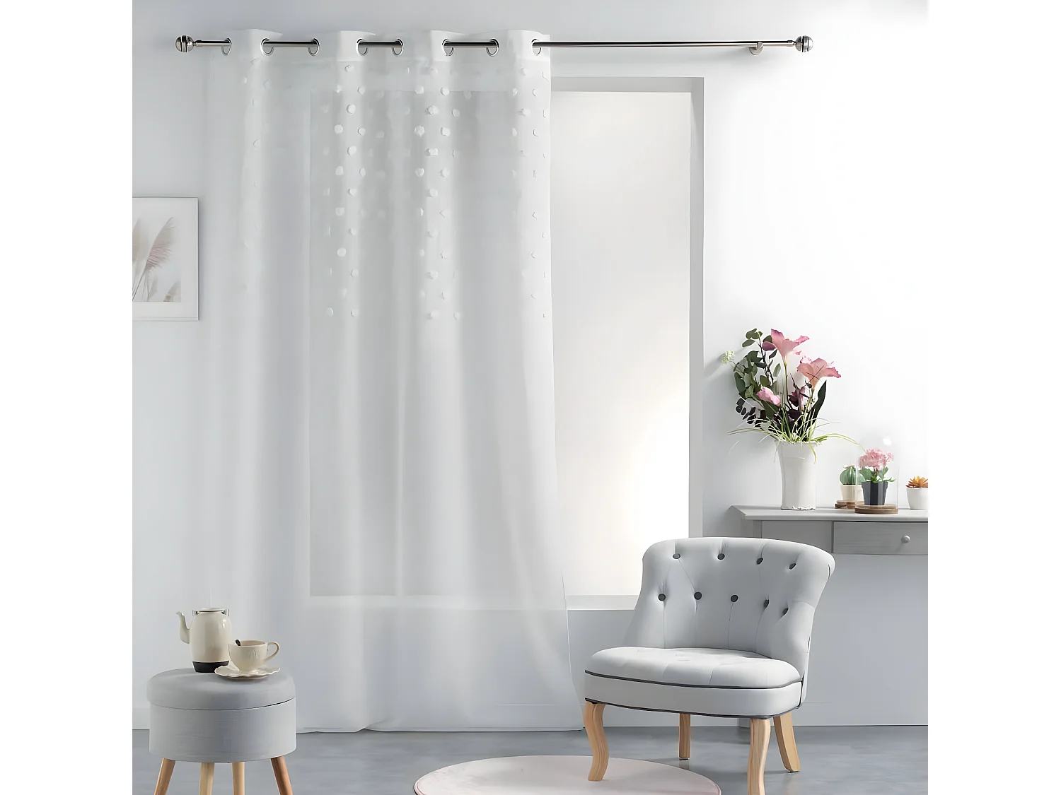 Rideau Voilage à Œillets "Mélusine" 140x240cm Blanc