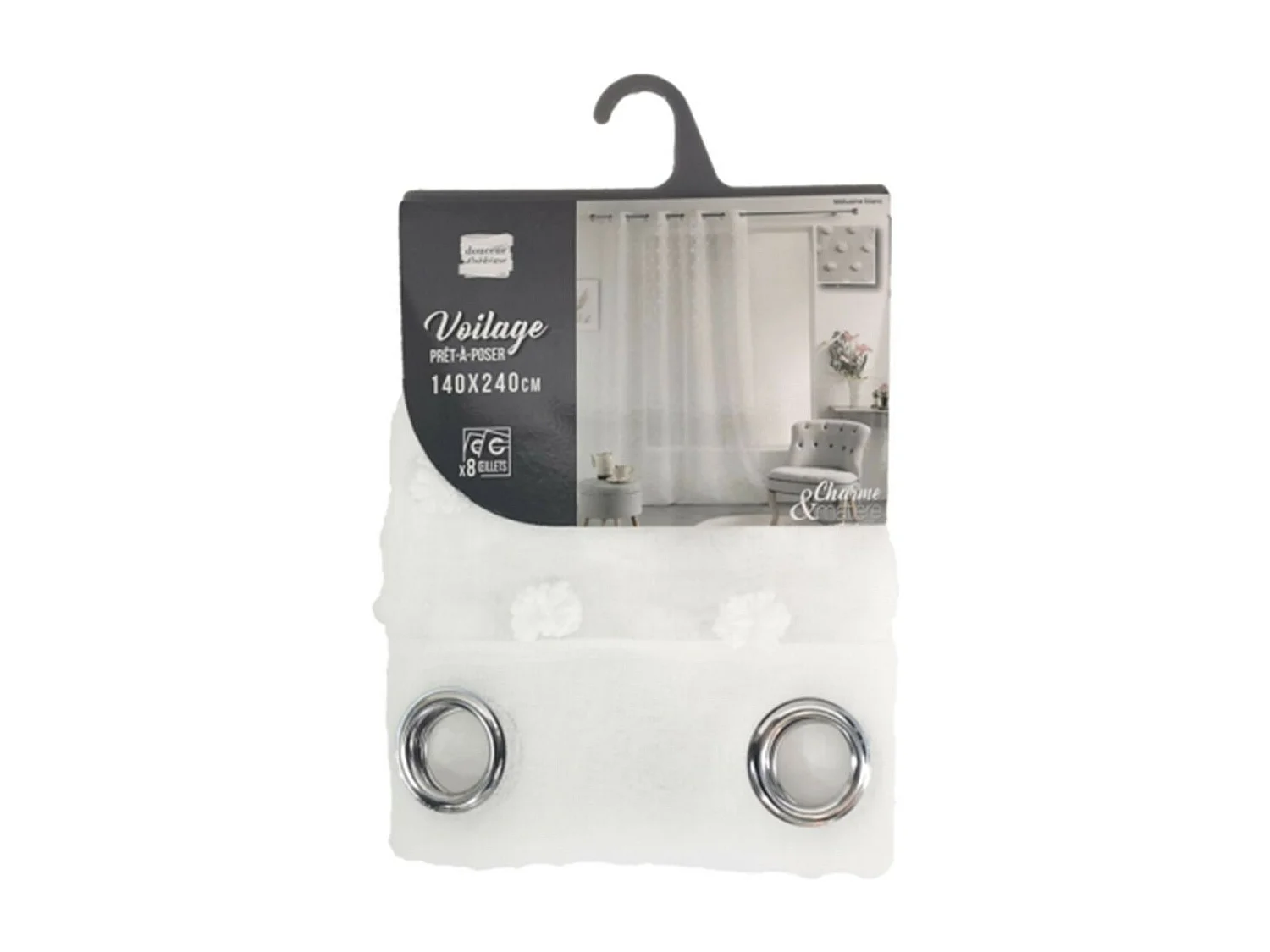 Rideau Voilage à Œillets "Mélusine" 140x240cm Blanc