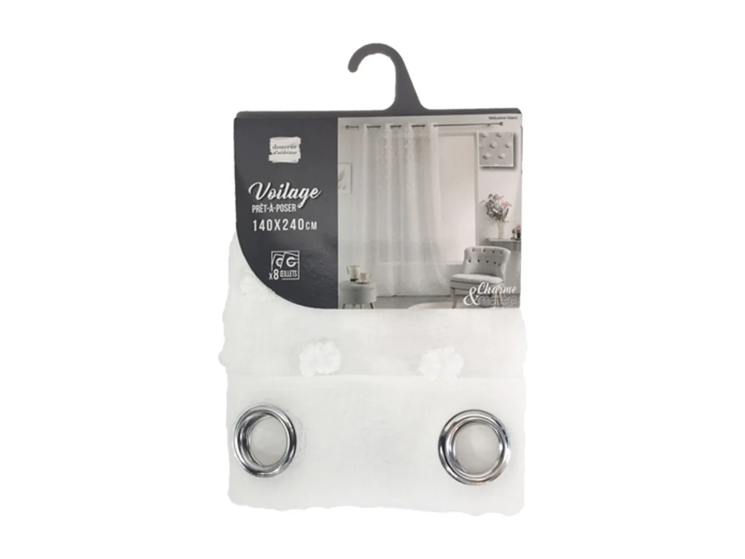 Rideau Voilage à Œillets "Mélusine" 140x240cm Blanc