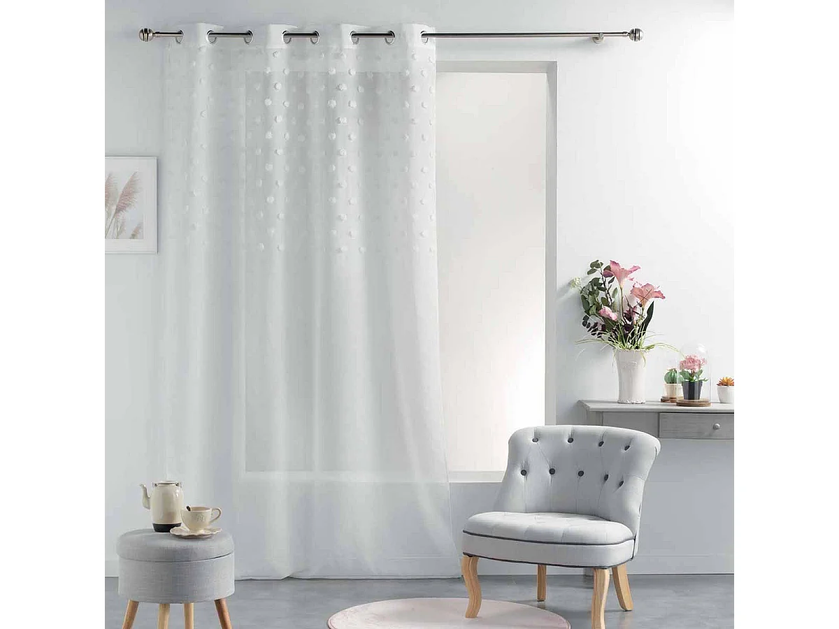 Rideau Voilage à Œillets "Mélusine" 140x240cm Blanc