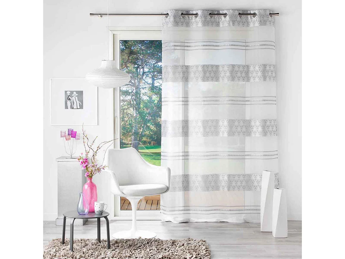 Rideau Voilage à Œillets "Pasadena" 140x280cm Blanc