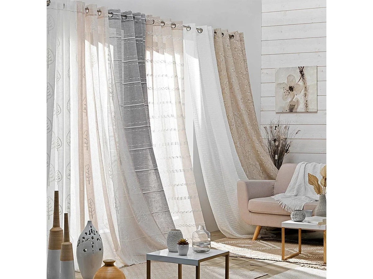 Rideau Voilage à Œillets "Amazia" 140x240cm Blanc