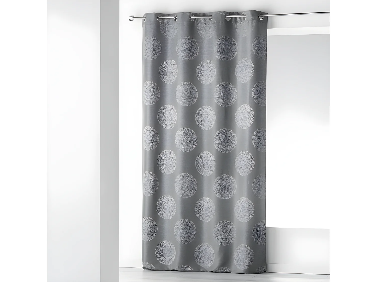 Rideau à Oeillets Jacquard "Orkys" 140x260cm Gris