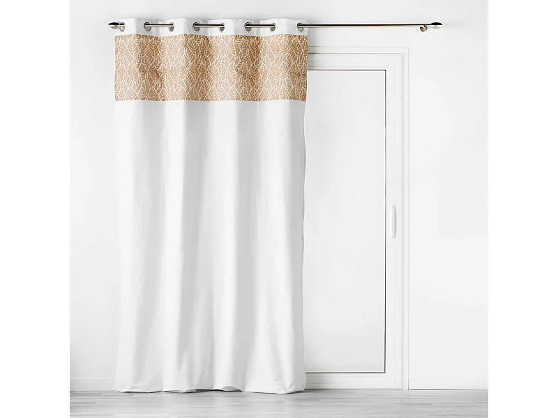 Cortina bi material con lona de yute estampada 140 x 240 cm