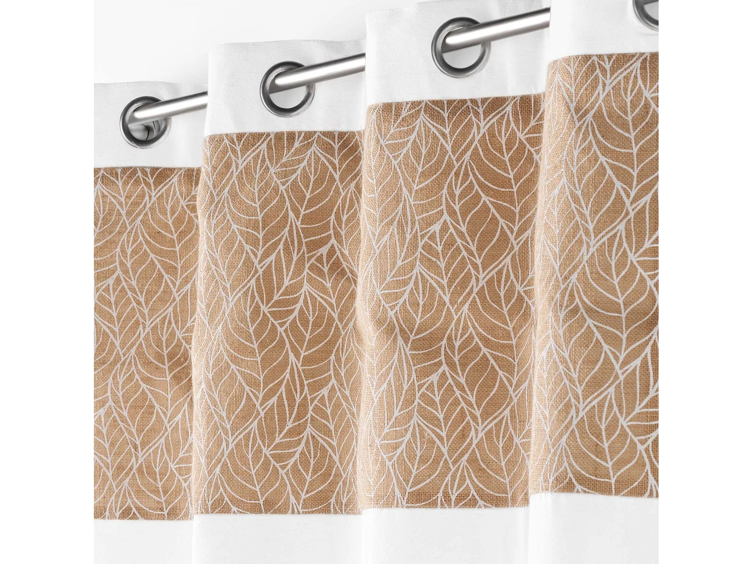 Cortina bi material con lona de yute estampada 140 x 240 cm