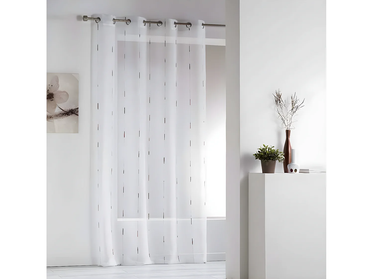 Rideau Voilage à Œillets "Chenilla" 140x280cm Naturel