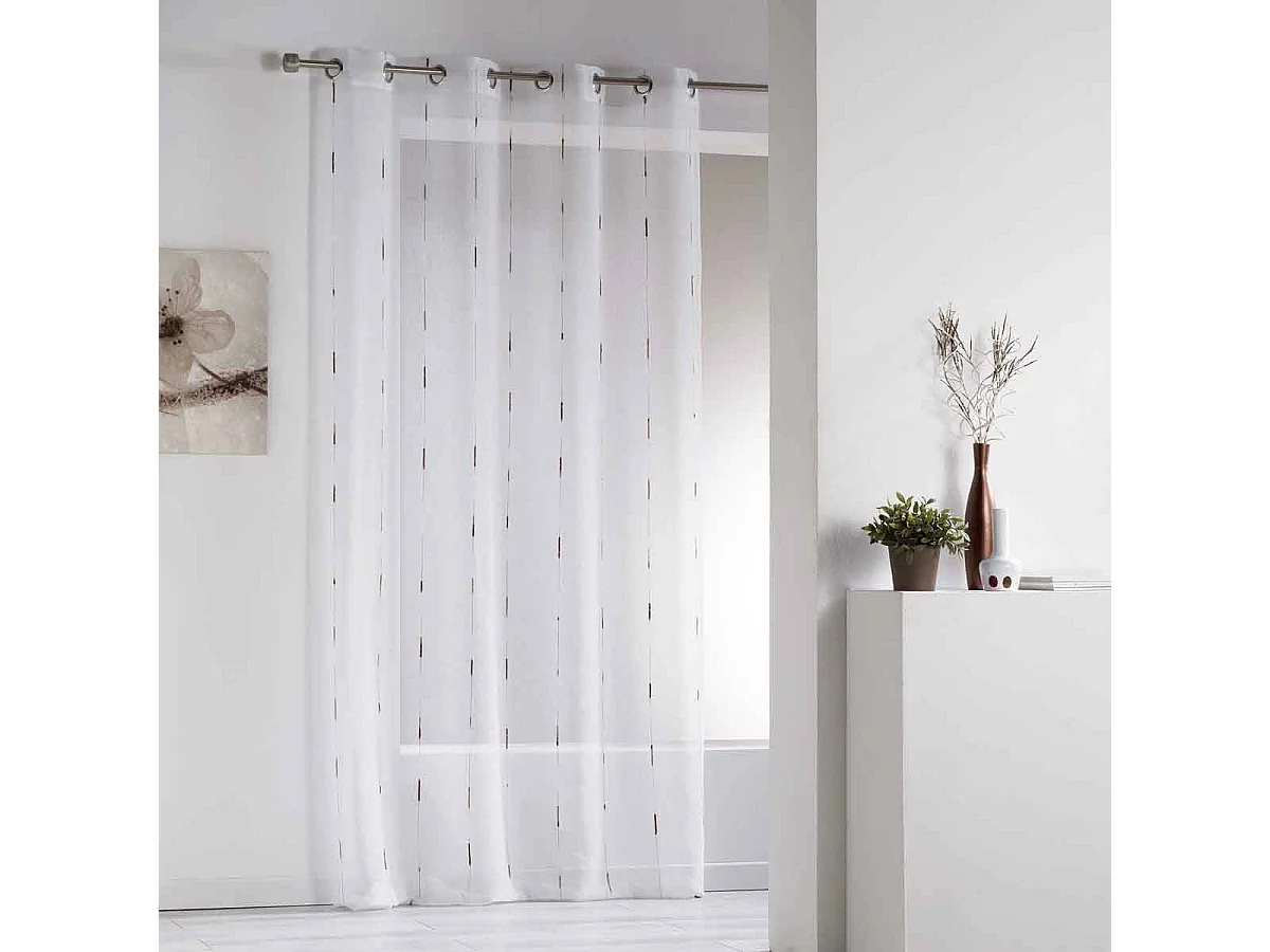 Rideau Voilage à Œillets "Chenilla" 140x280cm Naturel