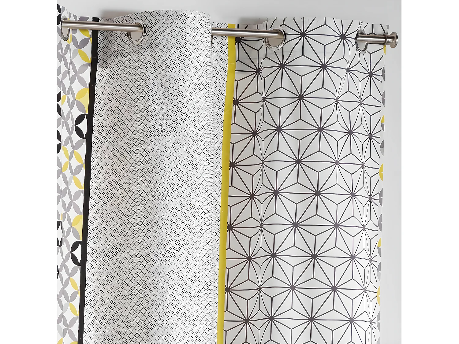 Rideau "Remix" 140x240cm Gris & Jaune