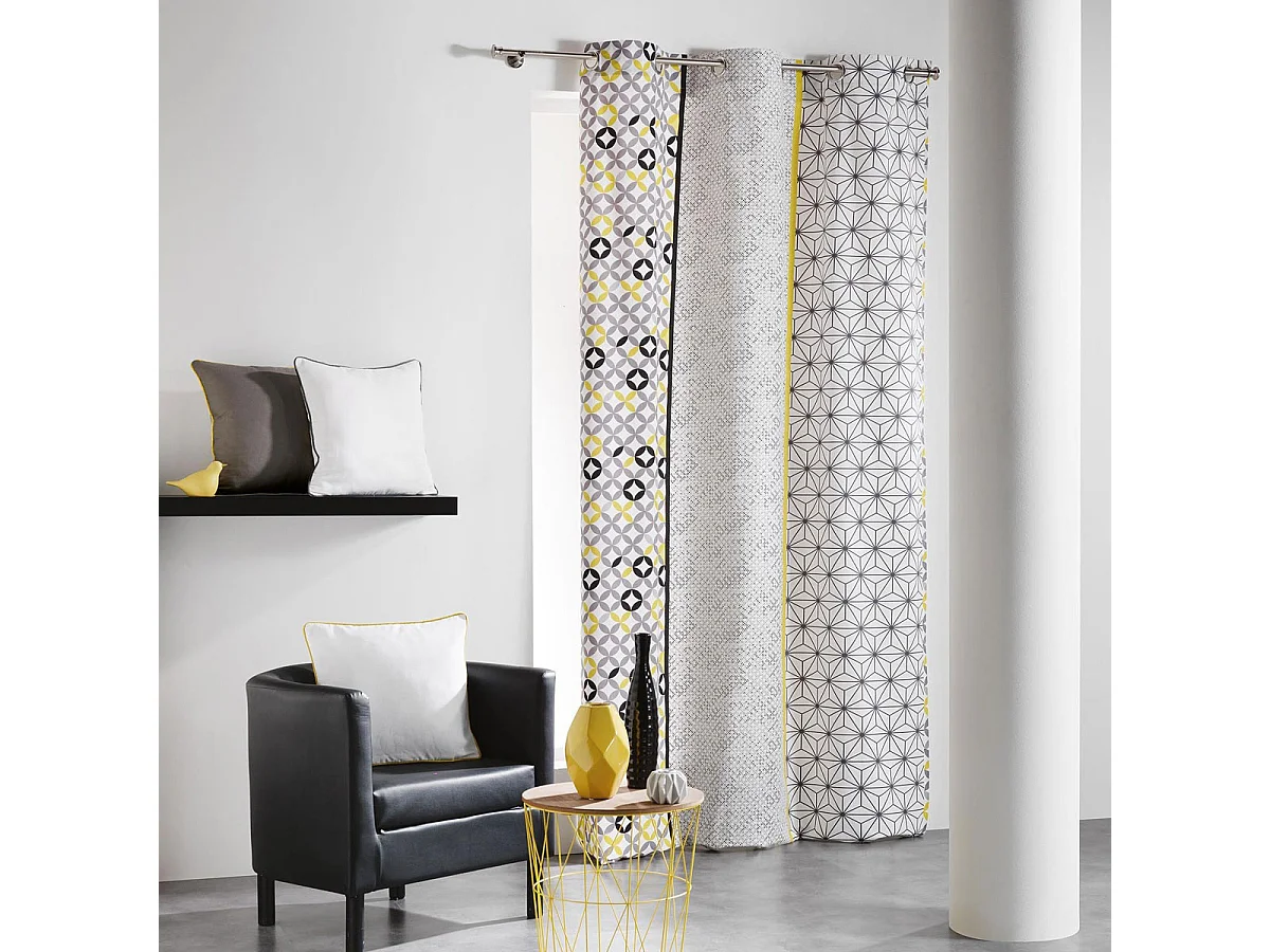 Rideau "Remix" 140x240cm Gris & Jaune