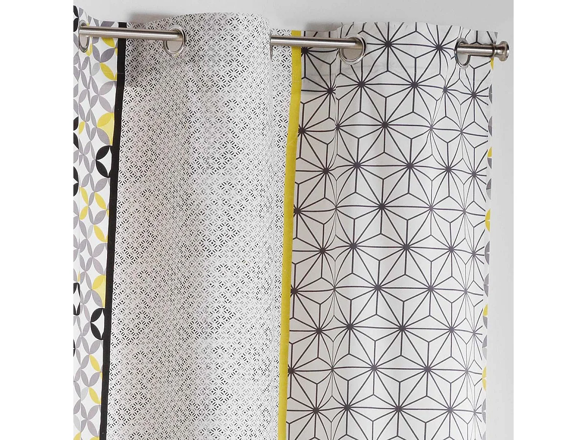 Rideau "Remix" 140x240cm Gris & Jaune