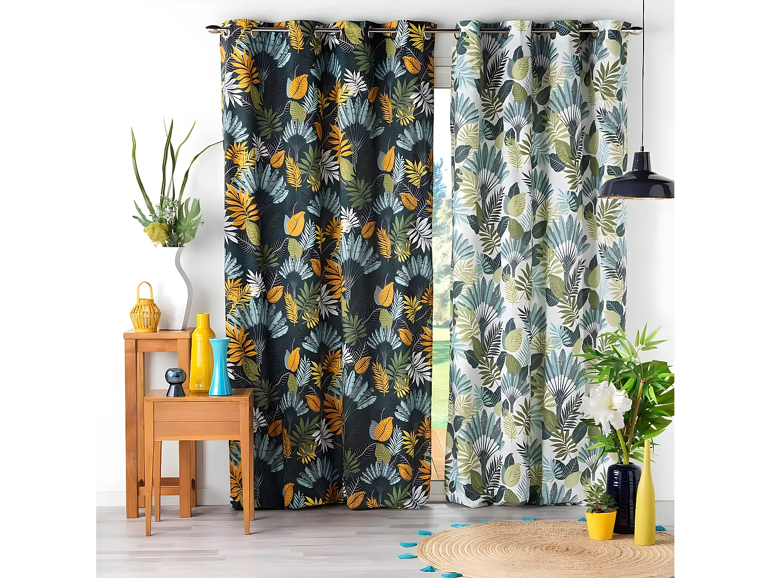 Rideau à Œillets Imprimé "Panazio" 140x240cm Bleu