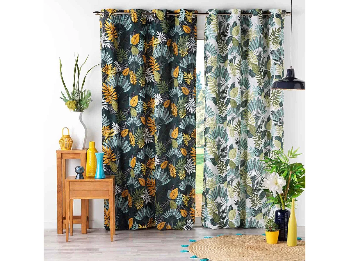 Rideau à Œillets Imprimé "Panazio" 140x240cm Bleu