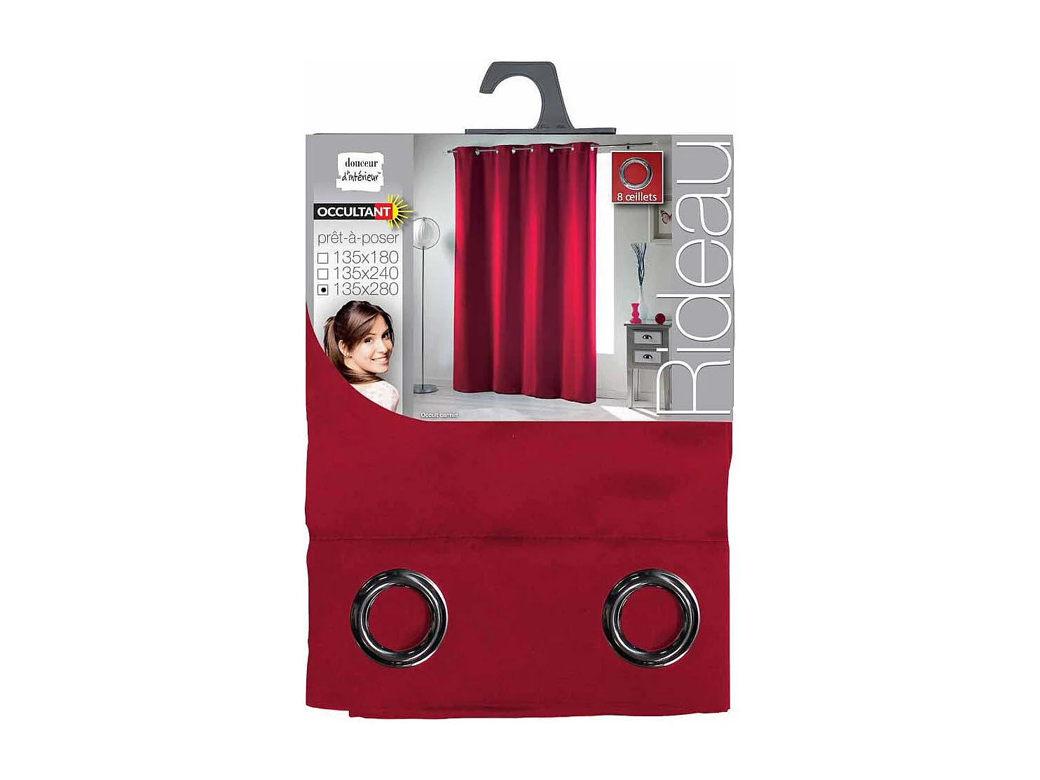 Rideau Occultant "Occult" 135x280cm Rouge
