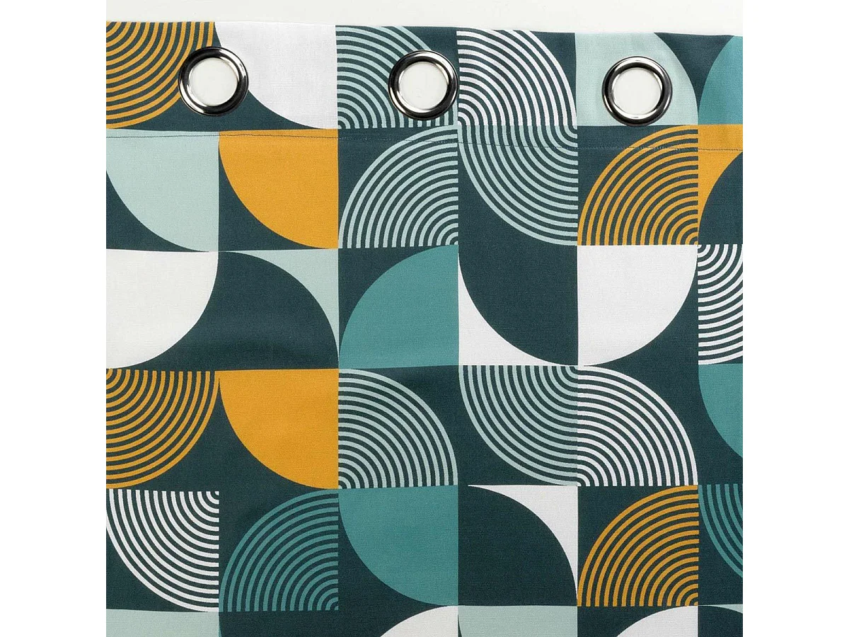 Rideau à Œillets Imprimé "Rythmo" 140x240cm Bleu