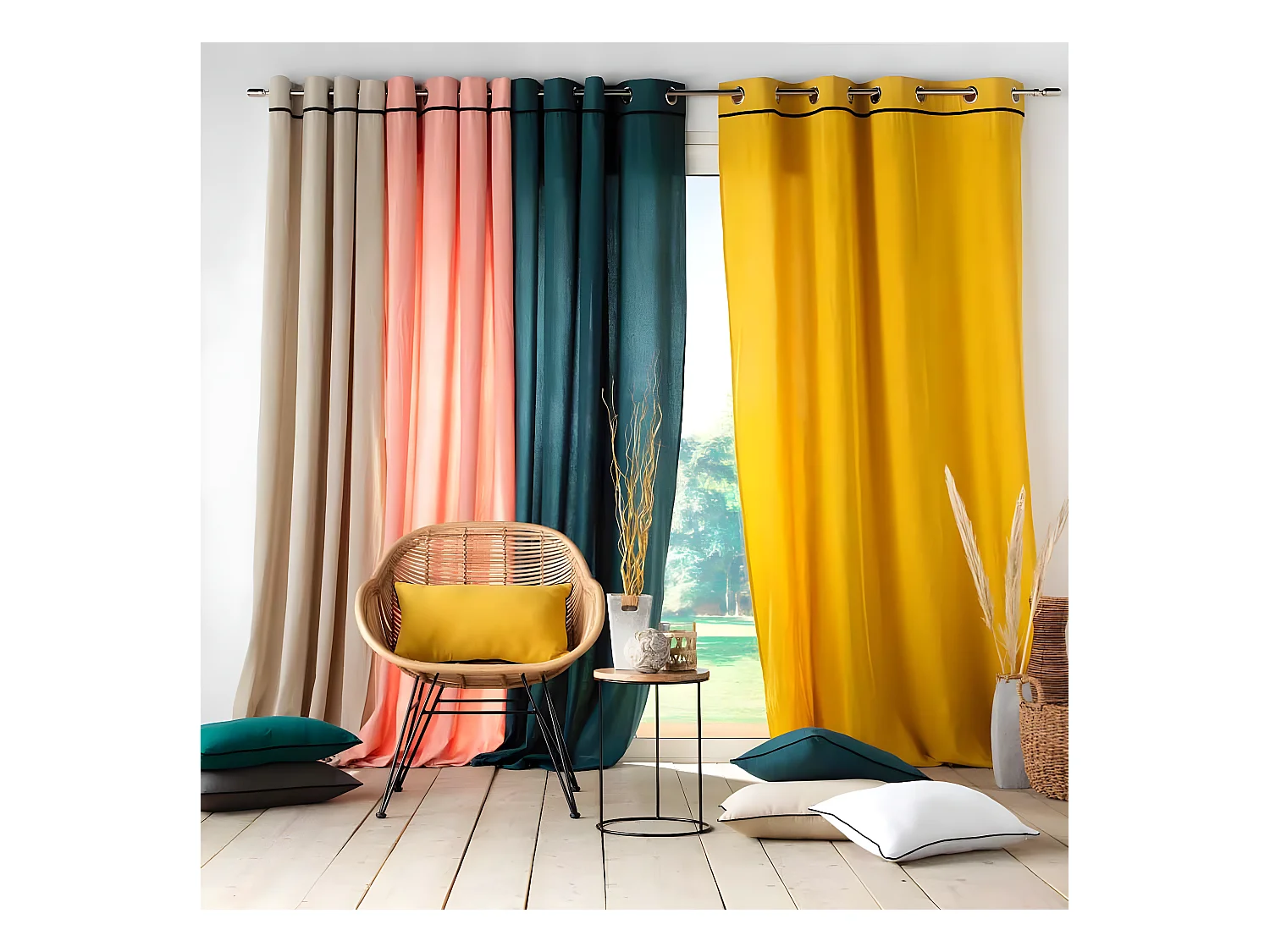 Rideau à Œillets "Linette" 135x240cm Pétrole