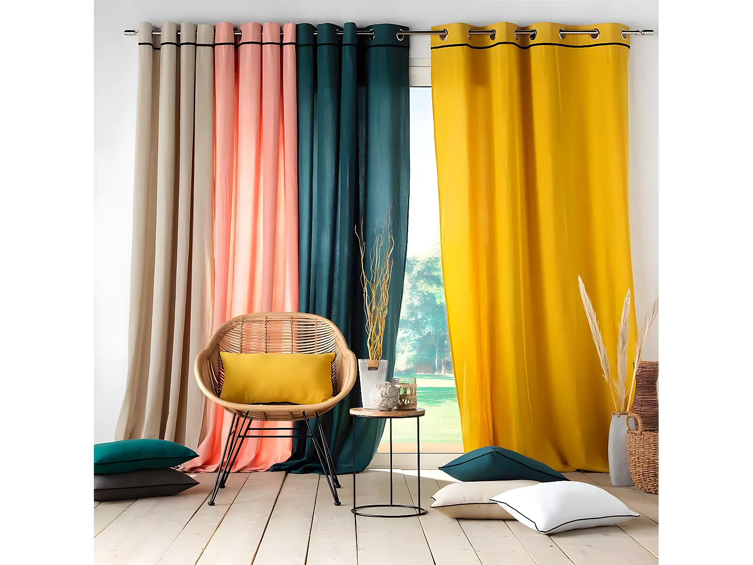 Rideau à Œillets "Linette" 135x240cm Pétrole