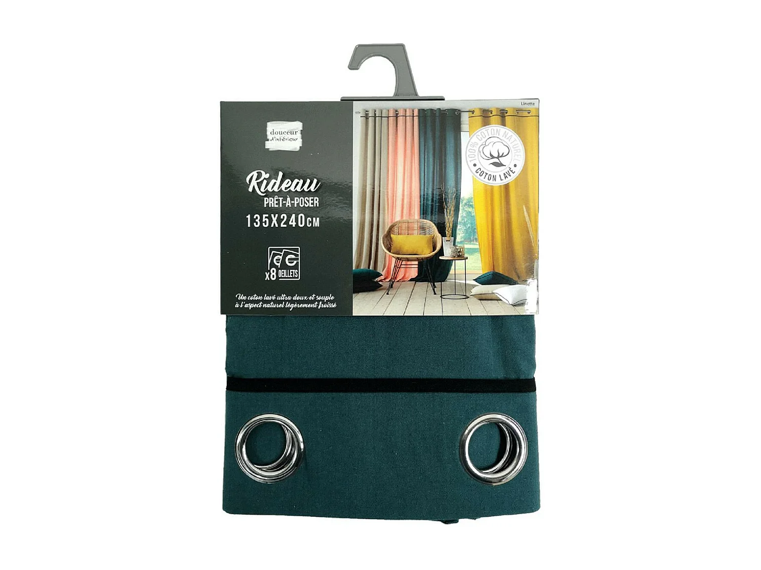 Rideau à Œillets "Linette" 135x240cm Pétrole