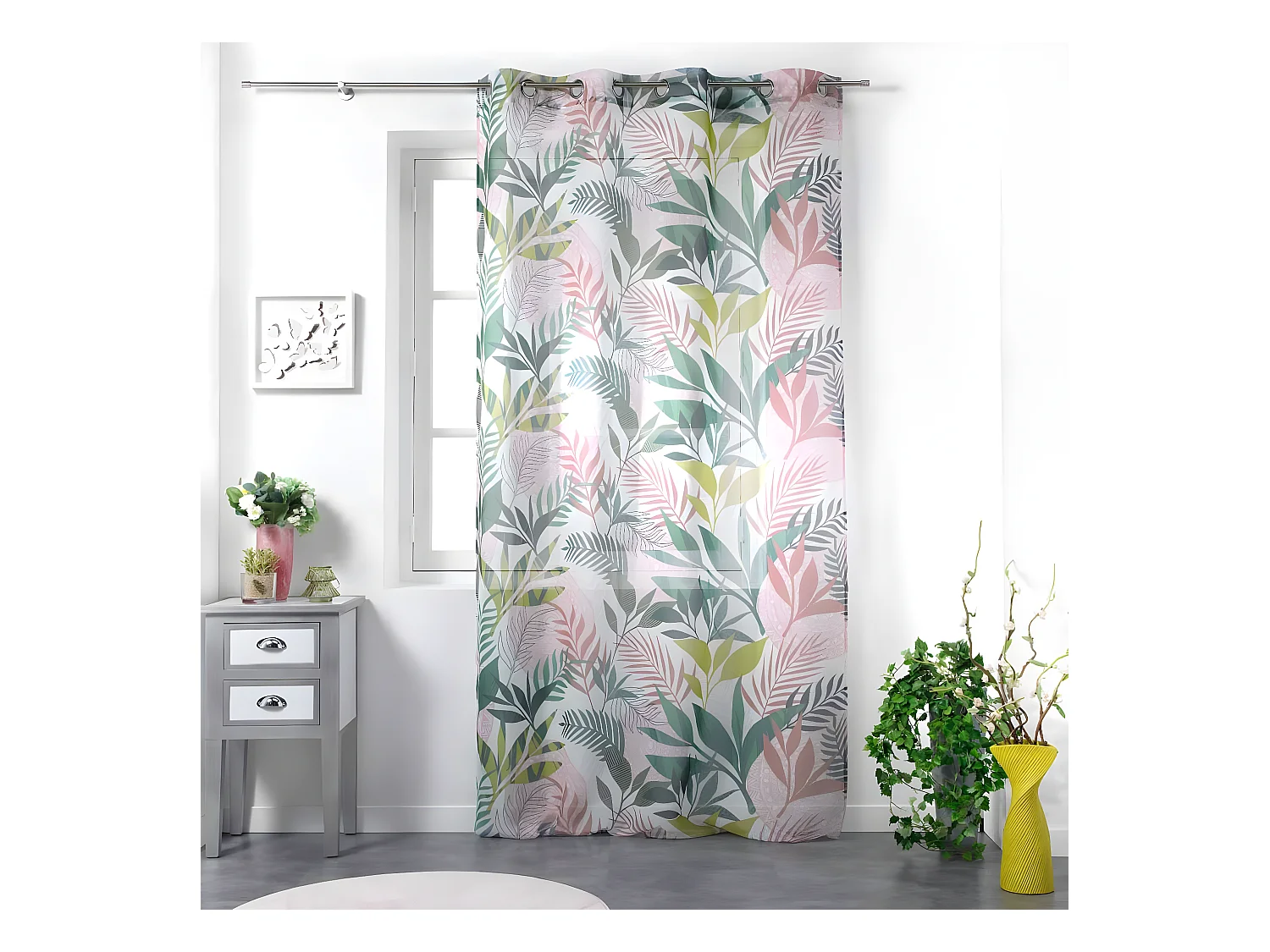 Rideau Voilage à Œillets "Assana" 140x240cm Rose