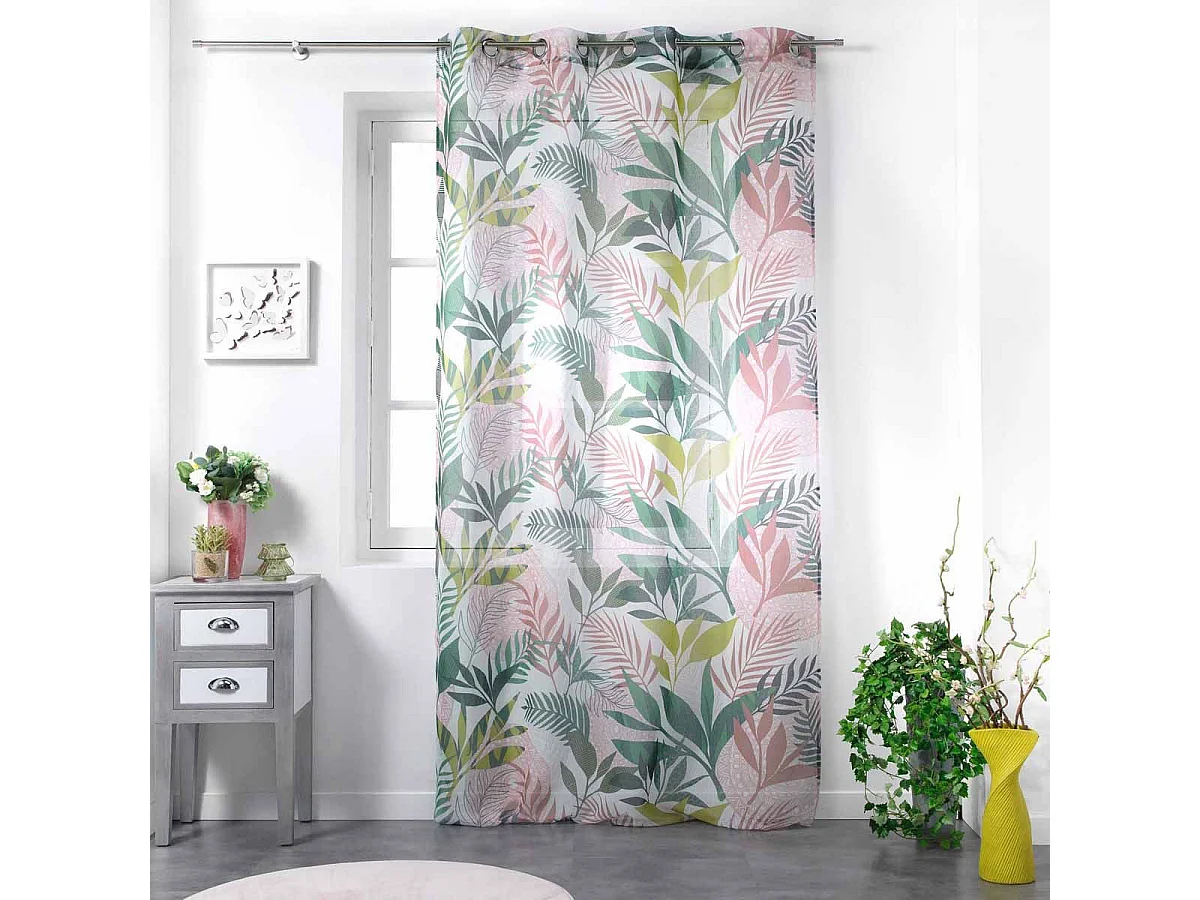 Rideau Voilage à Œillets "Assana" 140x240cm Rose