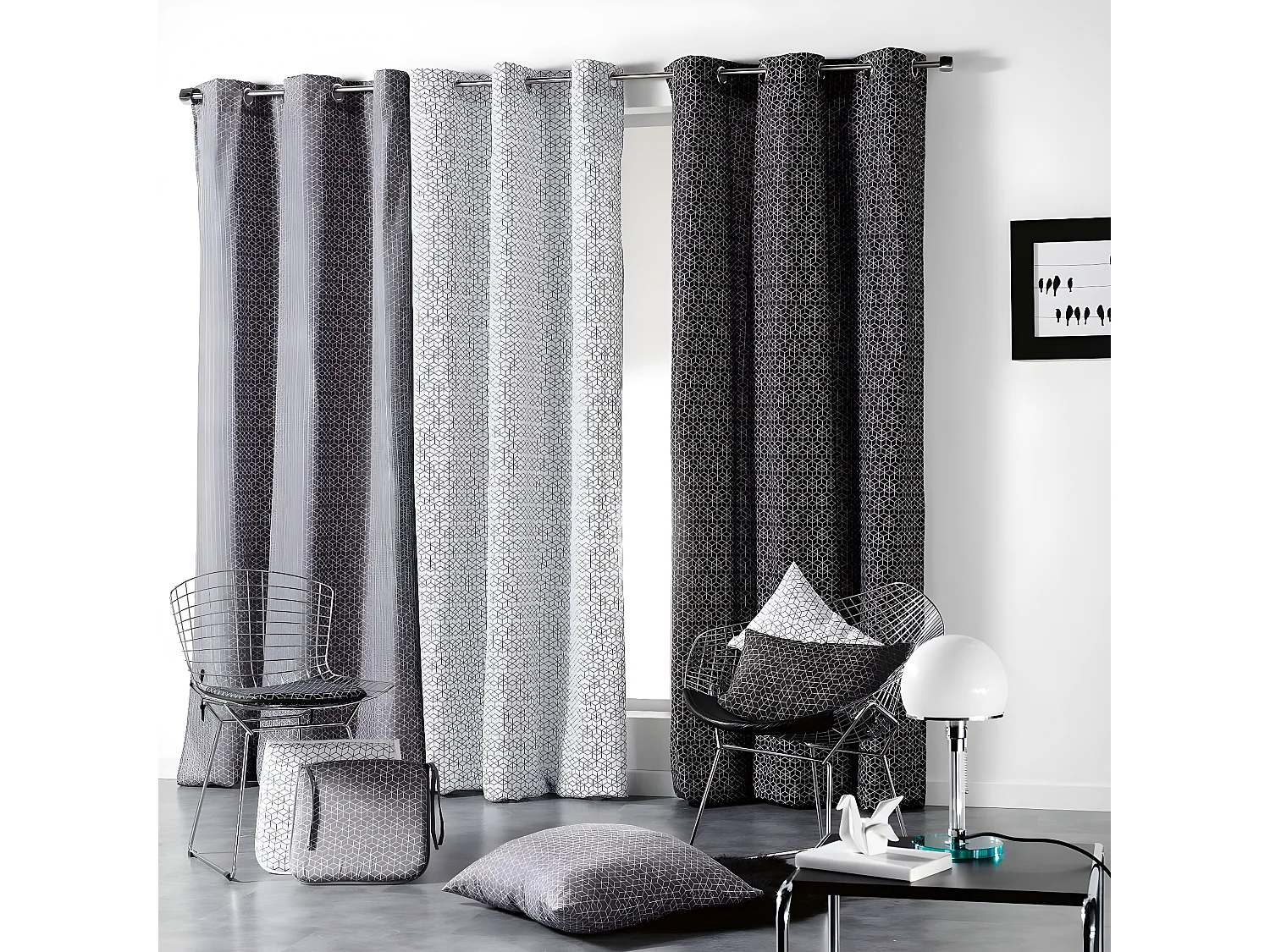 Rideau à Oeillets "Optic" 140x280cm Gris