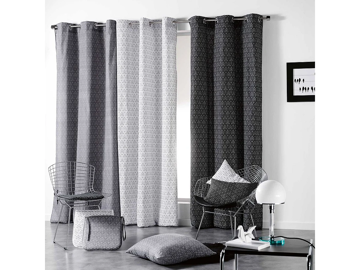 Rideau à Oeillets "Optic" 140x280cm Gris