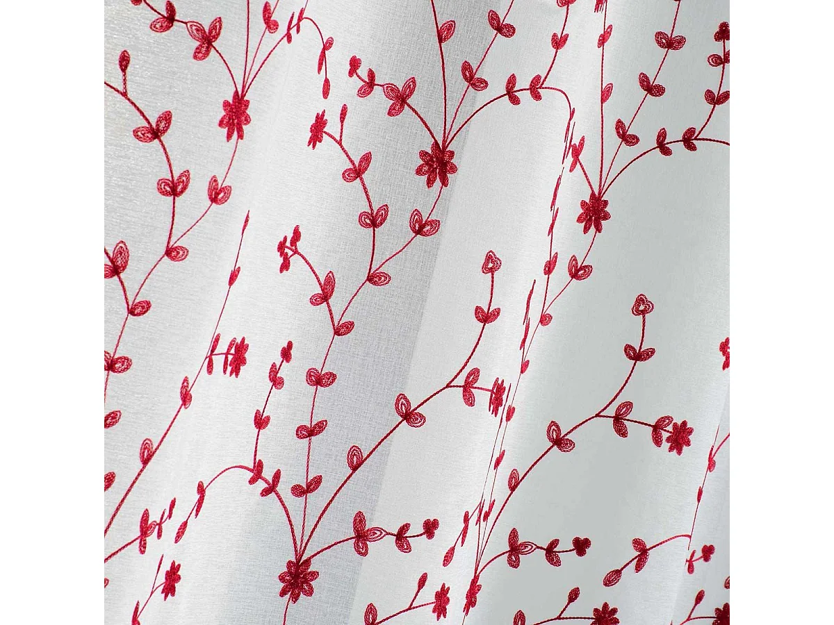 Paire de Voilages "Petite Fleur" 60x120cm Blanc & Rouge