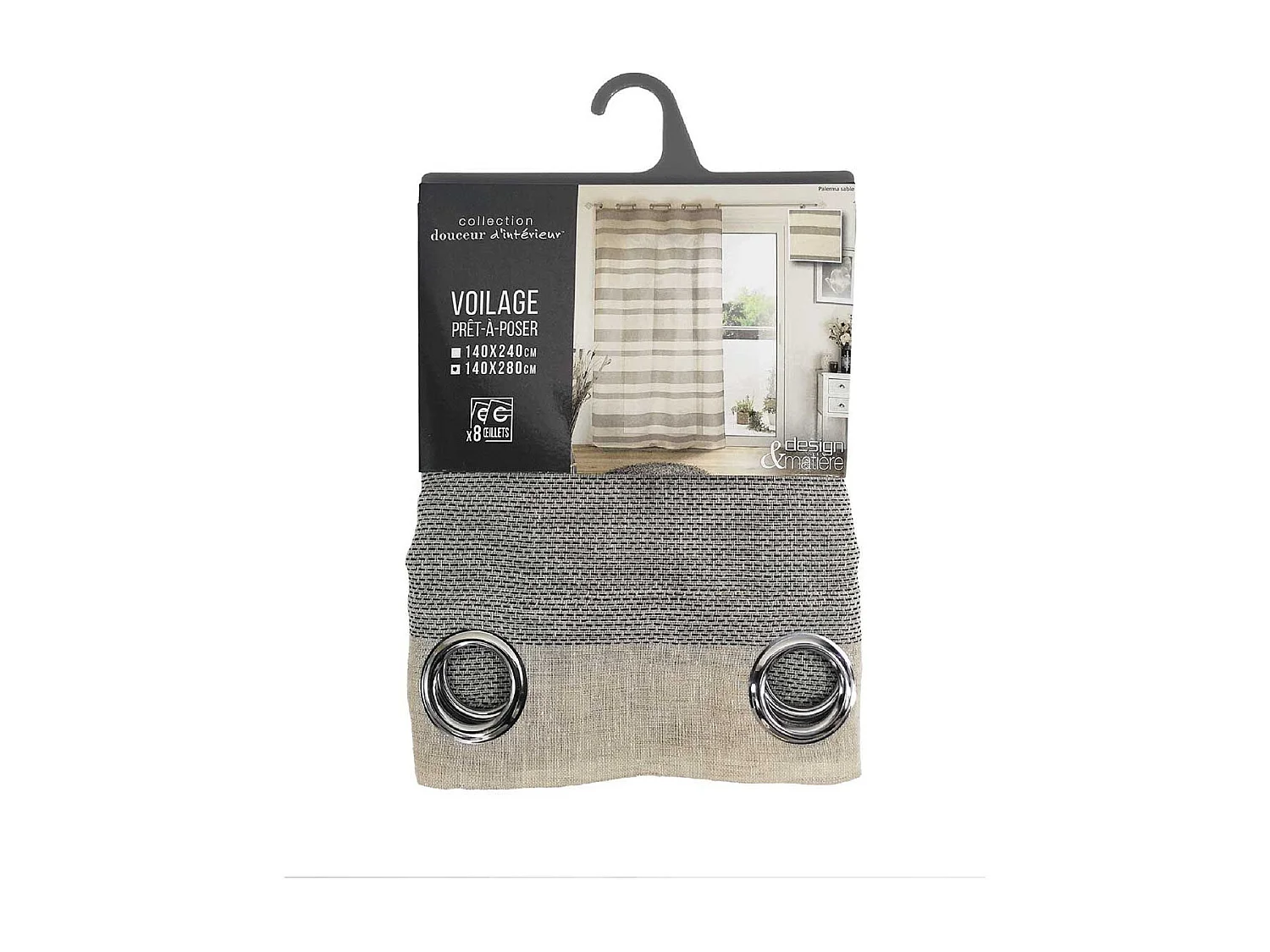 Rideau Voilage à Œillets "Palerma" 140x280cm Sable