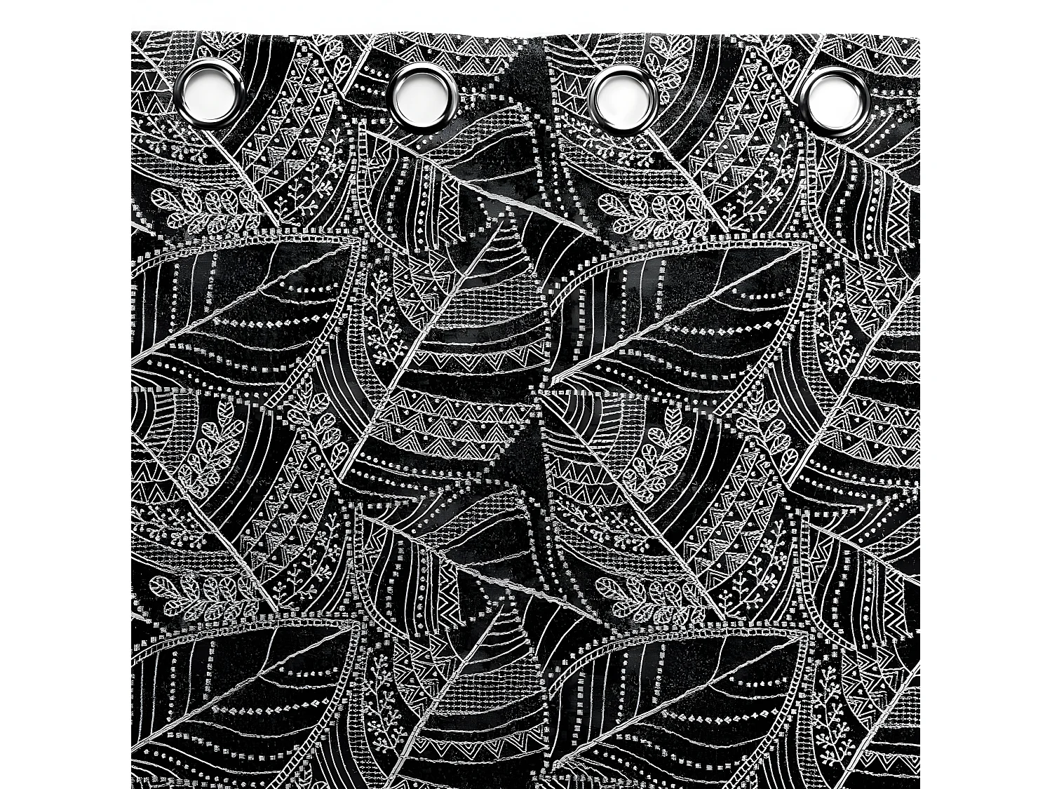 Rideau à Œillets Jacquard "Floriss" 140x260cm Noir